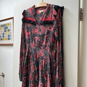 By Timo Paisley Ruffle Dress long sleeve with smocking M